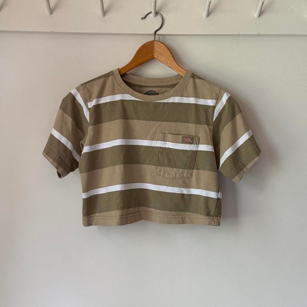 Dickies olive & khaki striped crop top
